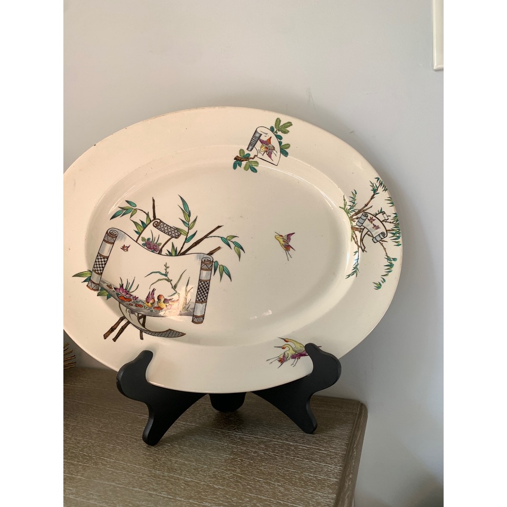 Aesthetic Movement Chinoiserie Ironstone Transferware Platter Circa 1870's plate
